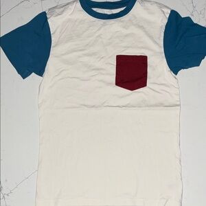 Original Use Blue and White Tee with Red Pocket
